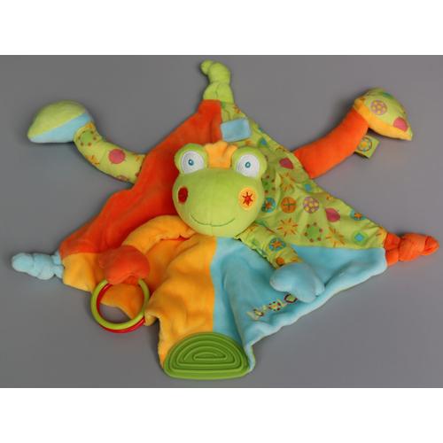 Doudou Grenouille Plat Vert Orange Bleu Lomolos Babysun