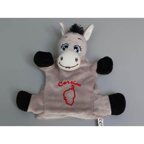 Doudou Âne Gris Blanc Noir Corsica Marionnette Textisun