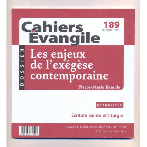 Cahier Evangile Numero 189