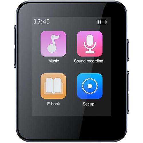 Lecteur de musique MP3 - Lecture externe - Walkman MP4 - Compact - Portable - Lecteur d'enregistrement noir avec écran - Peut être inséré dans une carte/enregistrement