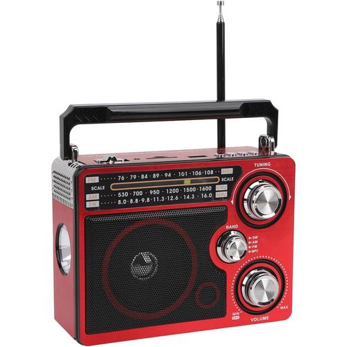Récepteur Radio Portable Multifonctionnel FM AM SW, Bande Portable, Radio Pratique avec Longue Antenne, Large Application (Prise UE)
