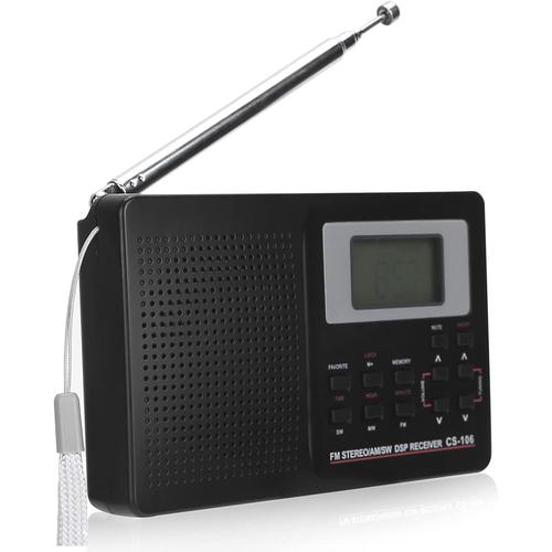 Radio Numérique, Mini Radio Portable Professionnelle FM/AM/SW/MW/LW/TV Récepteur Pleine Bande à la Maison Utilisant Un Radio-réveil Numérique avec écouteurs