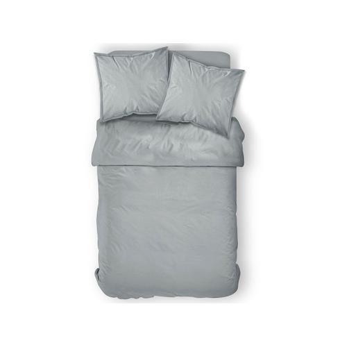 Housse De Couette 100% Coton 57 Fils Coloris Zinc 220x240