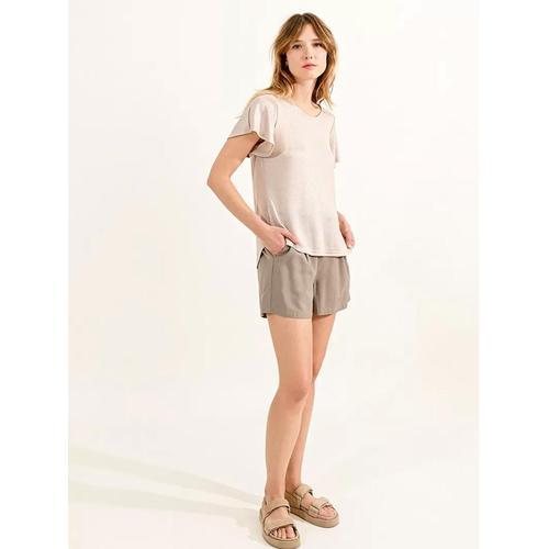 Tee Shirt Manches Courtes Molly Bracken Knitted Tee Ladies Beige Beige