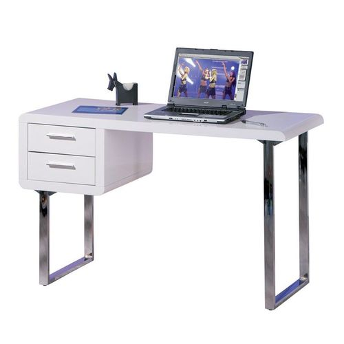 Bureau Design 2 Tiroirs "Teo" 120cm Blanc