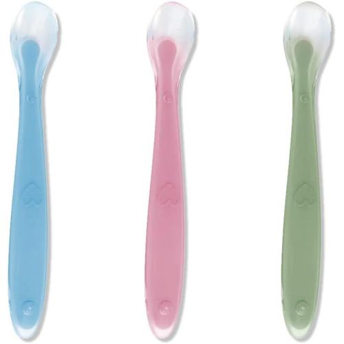 Lot De 3 Cuillère À Soupe Avec Embouts En Silicone Souple Pour L'alimentation Et Le Sevrage De Bébé Sans Bpa 6 Mois Cuillères En Silicone Pour Bébé Enfants