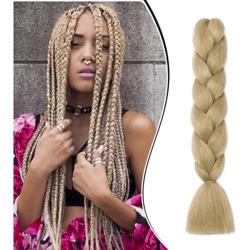 Meches Pour Tresses Africaine Rajout Cheveux Tresses Blonde Naturel Jumbo Braids Meches Extension Cheveux Tresse 1 Paquet Kanekalon Mèche Cheveux Pour Tresse Ombre Synthétique Tressage 