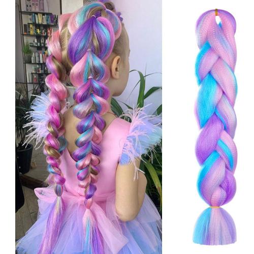 Rajout Cheveux Tresse, Jumbo Braids Meches, 65cm Extension de Cheveux de Fibre Synthétique pour Crochet Twist Tressage (4 couleurs)