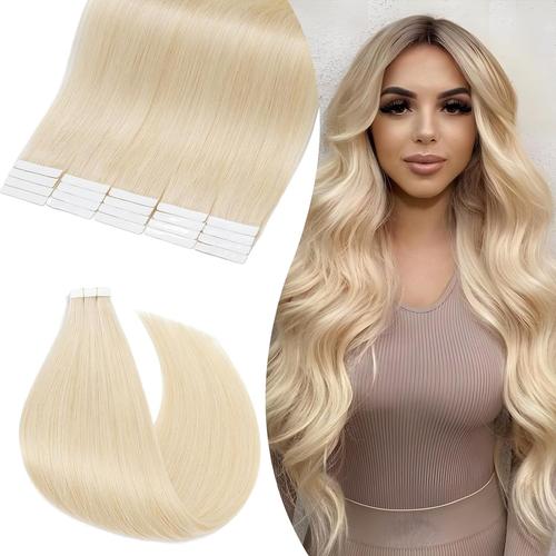 Bande Adhesive Extension Adhesive Cheveux Naturel Noir 20 Pcs - Extension Adhesive 40 Cm Extension Cheveux Bande Adhésive Extension Cheveux Adhésif Remy Hair (#60 Blond Platine, 40cm) 