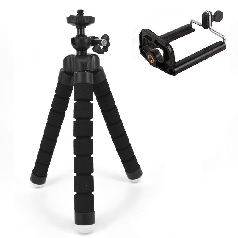 TREPIED,Appareil photo trépieds téléphone portable Selfie baton avec trépied Flexible Selfie trépied pour téléphone - Type Black
