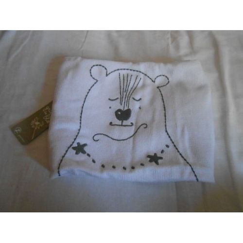 Doudou Lange Couverture Plaid 80x60 Z Génération Pour Bébé Grain De Blé Blanche Tricot Motif Ours Brodé