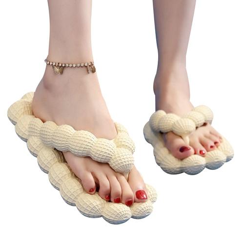 Tongs Bubble Slides Pour Femmes Et Hommes, Sandales Rembourrées Épaisses Pour Massage, Plage, Piscine, Douche (Blanc)