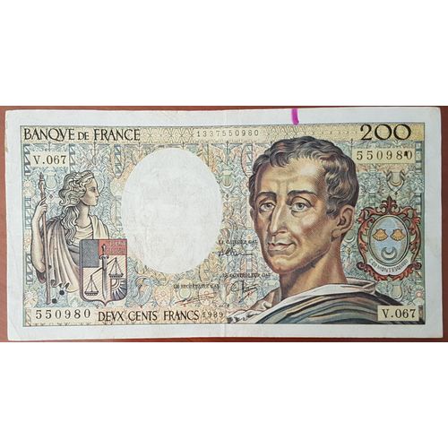 Billet 200 Francs Montesquieu 1989 France V.067