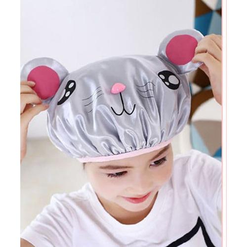 Chapeaux De Bain Réutilisables Conçus Pour Les Bébés, Les Enfants, Les Cheveux Longs/Épais, Mignons, Imperméables, Animaux De Dessin Animé, Bonnet De Bain Double Couche Pour Garçons, Filles, Femmes (Souris Rose, Souris Grise, Grenouille Souriante Verte)