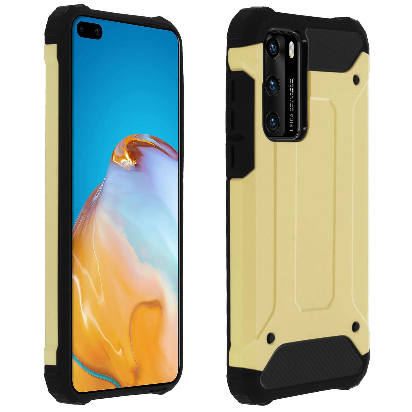 Coque Huawei P40 Design Relief Bi-Matière Antichute Doré