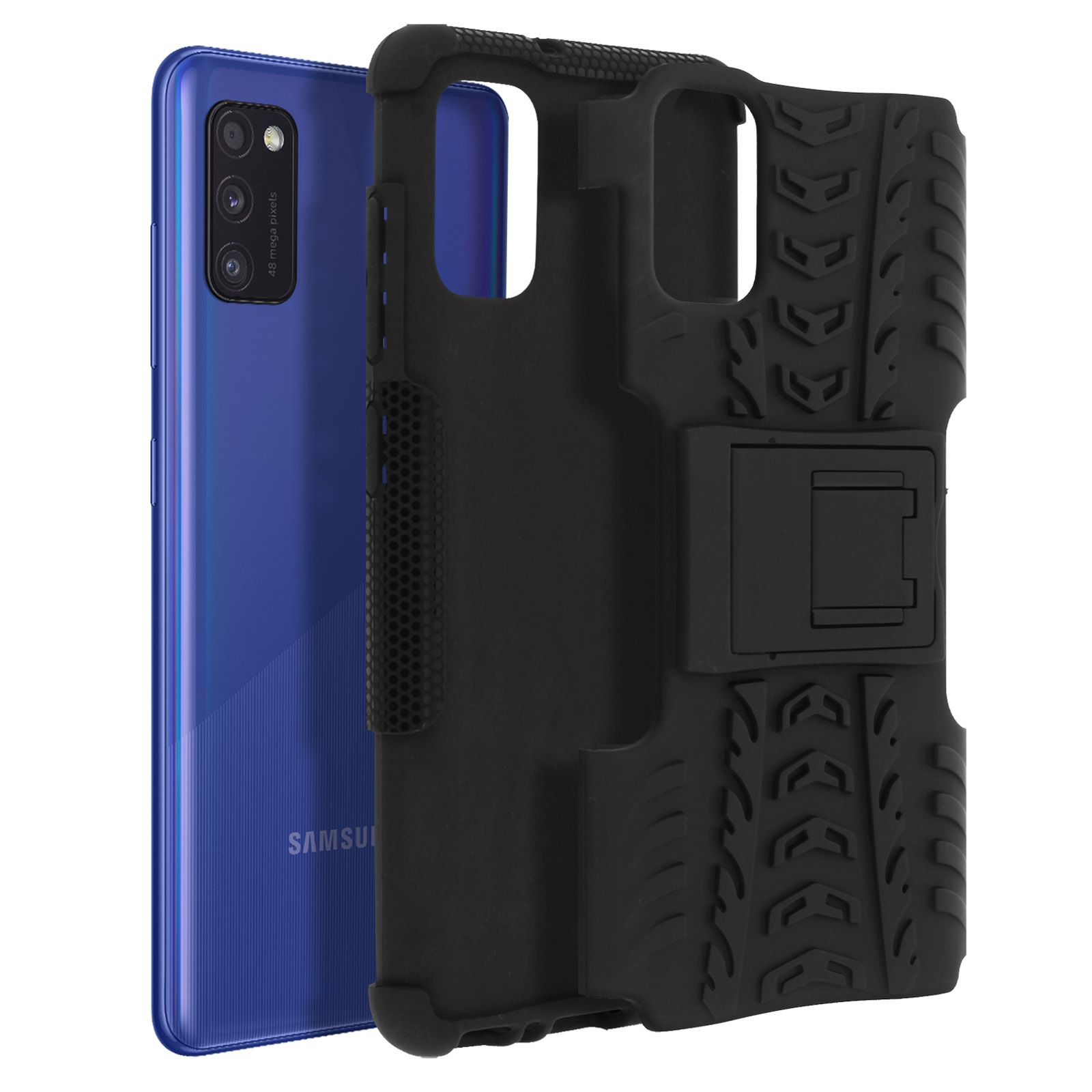 Coque Samsung Galaxy A41 Protection Bi-Matière Antichoc Béquille Support Noir