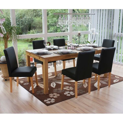Lot De 6 Chaises De Séjour Littau   Simili-Cuir, Noir Mat, Pieds Clairs
