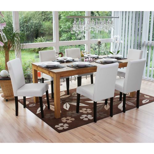 Lot De 6 Chaises De Séjour Littau   Simili-Cuir, Blanc Mat, Pieds Foncés