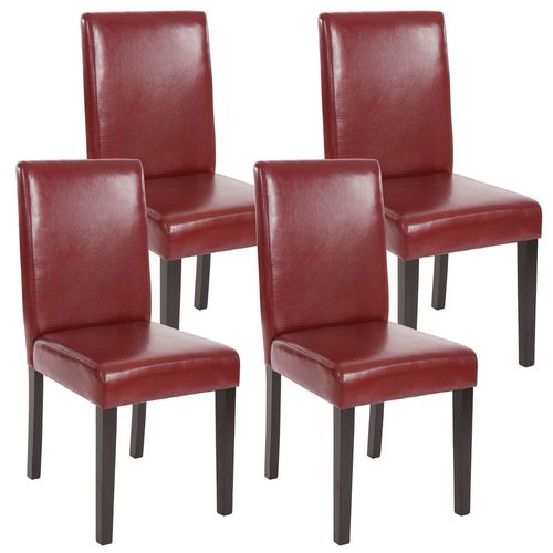 Lot De 4 Chaises De Séjour Littau   Simili-Cuir, Brun Rouge, Pieds Foncés