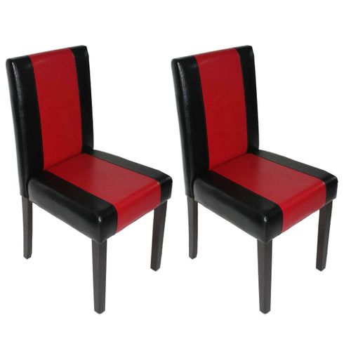 Lot De 2 Chaises De Séjour Littau   Simili-Cuir, Noir/Rouge, Pieds Foncés