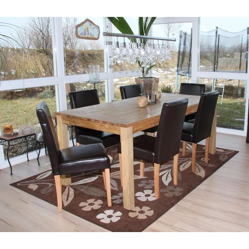 Lot De 6 Chaises De Séjour Littau   Cuir Reconstitué Marron, Pieds Clairs