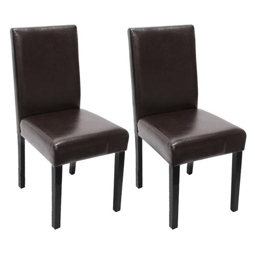 Lot De 2 Chaises De Séjour Littau,   Cuir Reconstitué Marron, Pieds Foncés