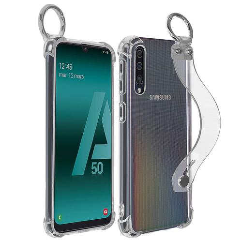 Coque Samsung Galaxy A50 / A30s Antichoc Avec Poignée Et Mousqueton Transparent