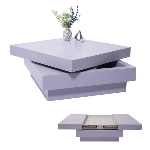 Table Basse De Salon Hwc-G83, Extensible, Pivotante, 30x70x70cm   Gris Terne