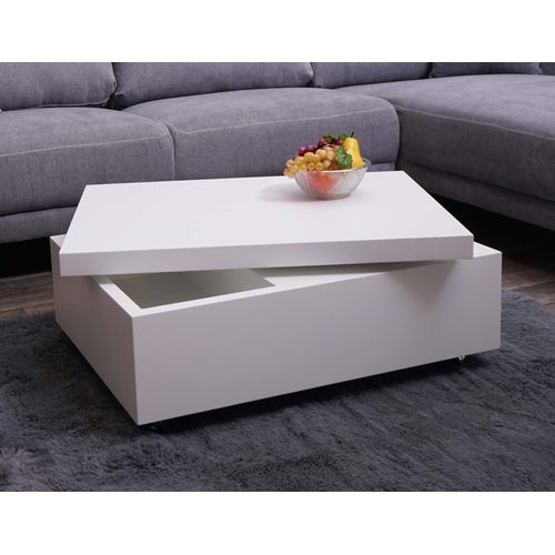 Table Basse De Salon Hwc-G82, 34x80x60cm, Pivotante   Couleur Blanche Terne