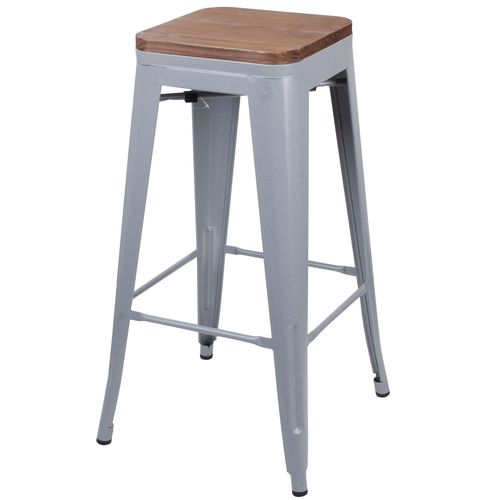Tabouret De Bar Vintage Liv - H. 77 Cm - Gris Mat