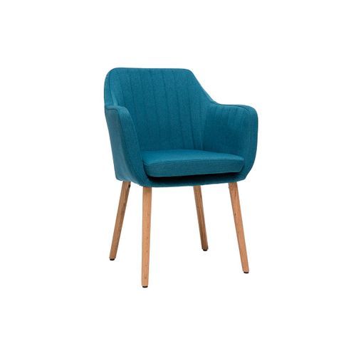 Fauteuil Scandinave Bleu Canard Et Pieds Chêne Aleyna