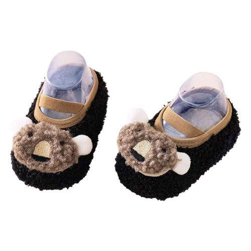 1 paire de chaussures d'intérieur d'hiver pour enfants, pantoufles de maison pour garçons et filles, chaussettes chaudes pour enfants (XS) avec motif mignon
