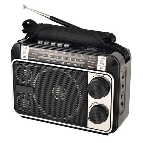 Poste Radio Portable, Pile et Secteur, FM AM SW LW, Bluetooth - Noir