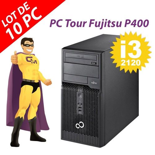 Lot x10 PC Tour Fujitsu Esprimo P400 Intel i3-2120 RAM 4Go 250Go Windows 10