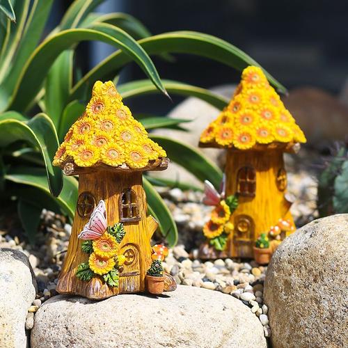 TERESA'S COLLECTIONS 22 cm décoration de jardin bottes LED solaires maison de fée figurine de jardin en résine synthétique pour maison d'elfe extérieure pour votre jardin de fées