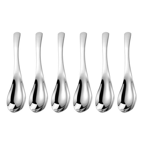 6 Pieces Soup Spoon Stainless Steel Spoon Kitchen Serving Spoons for Soup Rice Tea Milk Coffee Dessert