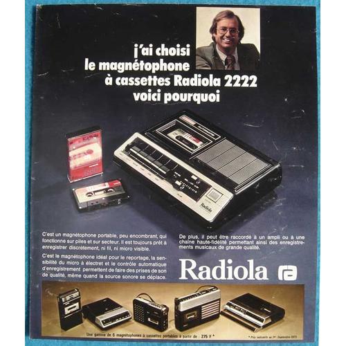 Publicité Papier - Magnétophone À Cassettes Radiola 2222 De 1975