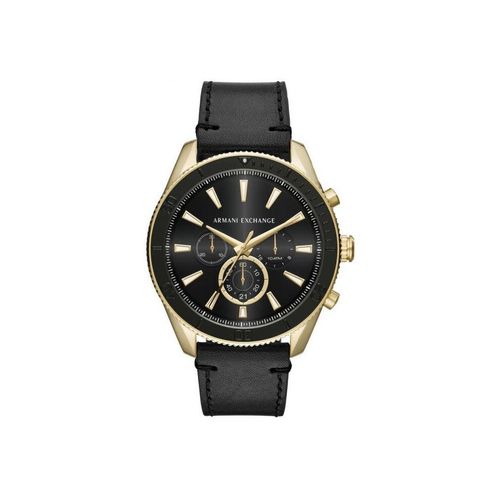 Armani Exchange Watch Ax1818 Black Leather Watch Boîtiersteel Gilded Man