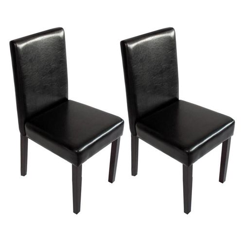 Lot De 2 Chaises De Salle À Manger Simili-Cuir Noir Pieds Foncés Cds04046