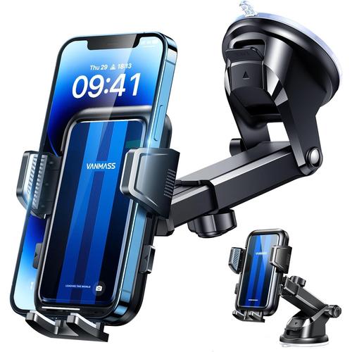 Support Telephone Voiture Ventouse Phone Holder Car, Universel Bleu Porte Telephone Voiture Pour Tableau De Bord Rotation 360° Compatible Avec Iphone 13 12 11 Pro Max Se2, Samsung, Xiaomi