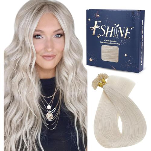 Extension Cheveux Naturel Keratine Blonde Blanche 40cm/16 Pouces 50g 50 Brins Extension Cheveux Naturel Humanis Extensions Kératine Lisse Raides #1000 