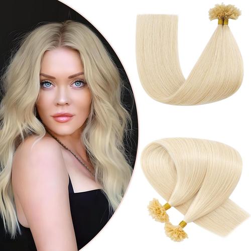 Extension Cheveux Naturel Keratine Blonde 100 Mèches - Extensions Keratines 40 Cm Extension Cheveux A Chaud Extension Cheveux Keratine Cheveux Humain #60 Blond 40 Cm (50g) 