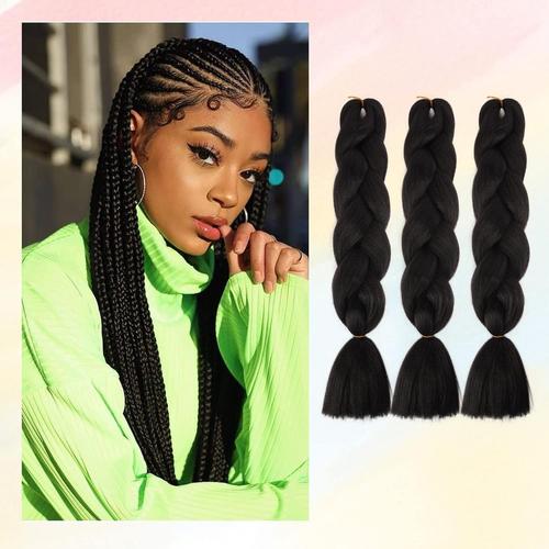 24 Pouces Jumbo Braids Extensions De Cheveux, Extensions Cheveux Pour Tressage Ombre Pré-Étirée Rajout Cheveux Naturel Fibre Synthétique Extension Tresse Pour Tresses Africaine 