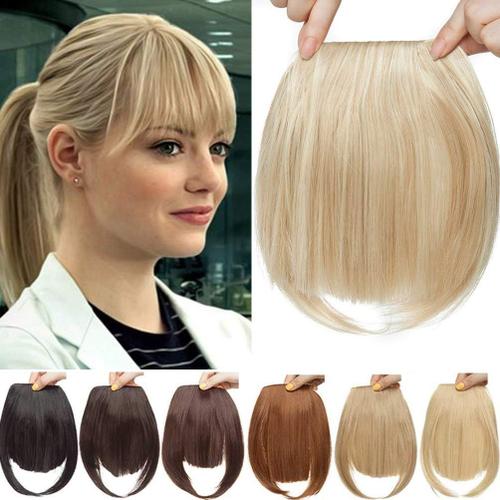 Frange A Clip Naturel Postiche Extension De Cheveux Synthetique Lisse 11 Clips Une Pièce Épaisse Pour Les Femmes Clips In Hair Bang Fringe Blond Naturel Mélange Bleach Blonde 