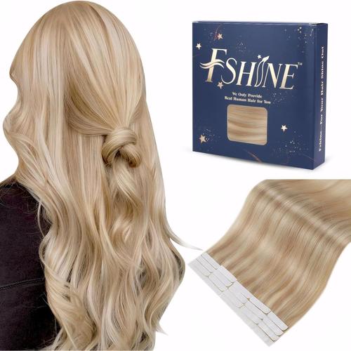 Extension Cheveux Naturel Adhesif 20pcs 50g 35cm Extension Adhesives Cheveux Humains Lisse Blond Cendré Highlight Blond Doré Bande Adhesive Extension Tape Extension Remy Hair #16p22 