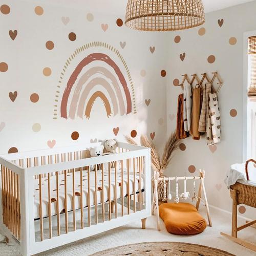 Boho Arc-en-ciel Amour Pois Stickers Muraux Enfants Autocollants Décoller et Bâton, Imperméable Mur Décalcomanies Filles de la Pépinière, Stickers Chambre Fille Salon