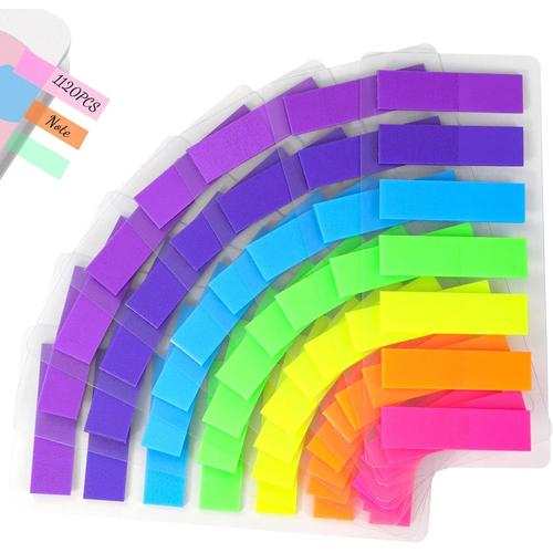 1120pcs Notes Autocollantes, Post It Livre, Marque Pages Feuillets Annotation, Marqueur Pour Étiquettes Onglets Séparateur Guides D'index, 7 Couleurs