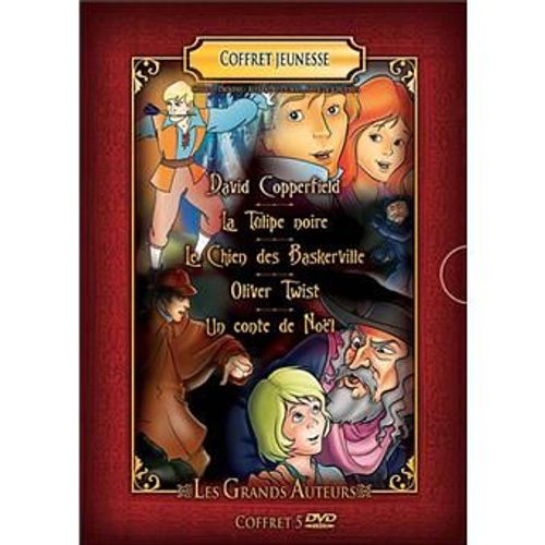 Coffret Jeunesse Les Grands Auteurs : David Copperfield ; La Tulipe Noire ; Le Chien Des Baskerville ; Oliver Twist ; U