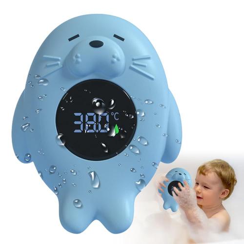 Thermomètre de bain numérique pour bébé - Avec voyant d'avertissement LED - Fonction d'avertissement de température - Pour un bain sûr - Mesure de la température de l'eau - Sans BPA - Bleu