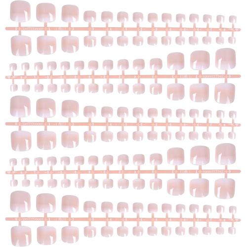 140pcs Faux Ongles D'orteil, Faux Ongles Pieds Court, French Pieds Ongles Couverture Complète Nail Art Tip Pour Femme Fille Diy Manucure, 14 Tailles (C) 